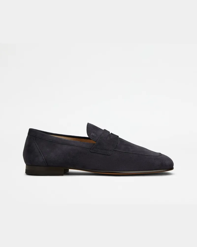 TOD'S Loafers aus Pashmy-Veloursleder, BLAU Shoes Blau