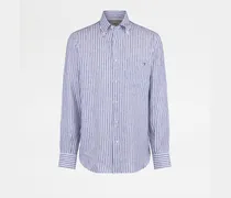 Button-Down-Hemd aus gestreiftem Leinen, BLAU, XX - Shirts