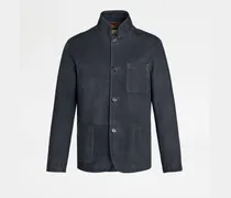 Jacke Castello aus Pashmy-Veloursleder, BLAU, XX - Coat / Trench