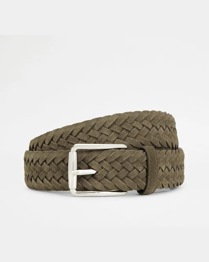 TOD'S Gürtel aus Veloursleder, GRÜN, 95 - Belts Grün