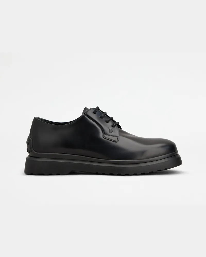 TOD'S Schnürschuhe aus Leder, SCHWARZ Shoes Schwarz