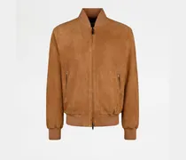 Pashmy-Bomberjacke aus Veloursleder, ORANGE Coat / Trench