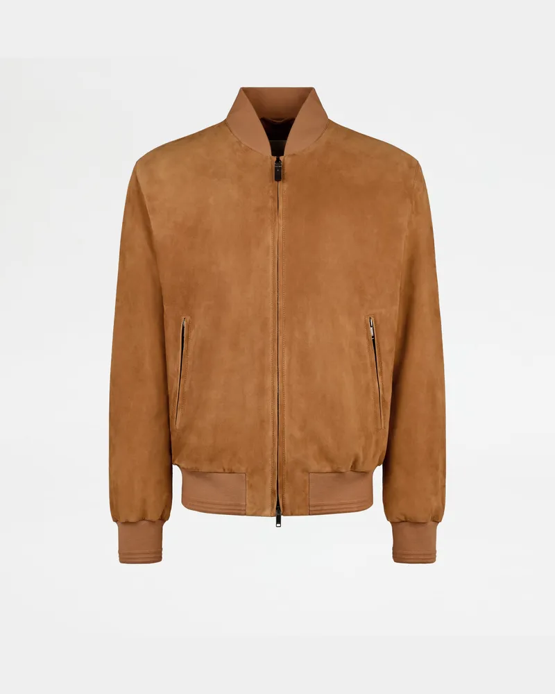 TOD'S Pashmy-Bomberjacke aus Veloursleder, ORANGE Coat / Trench Orange