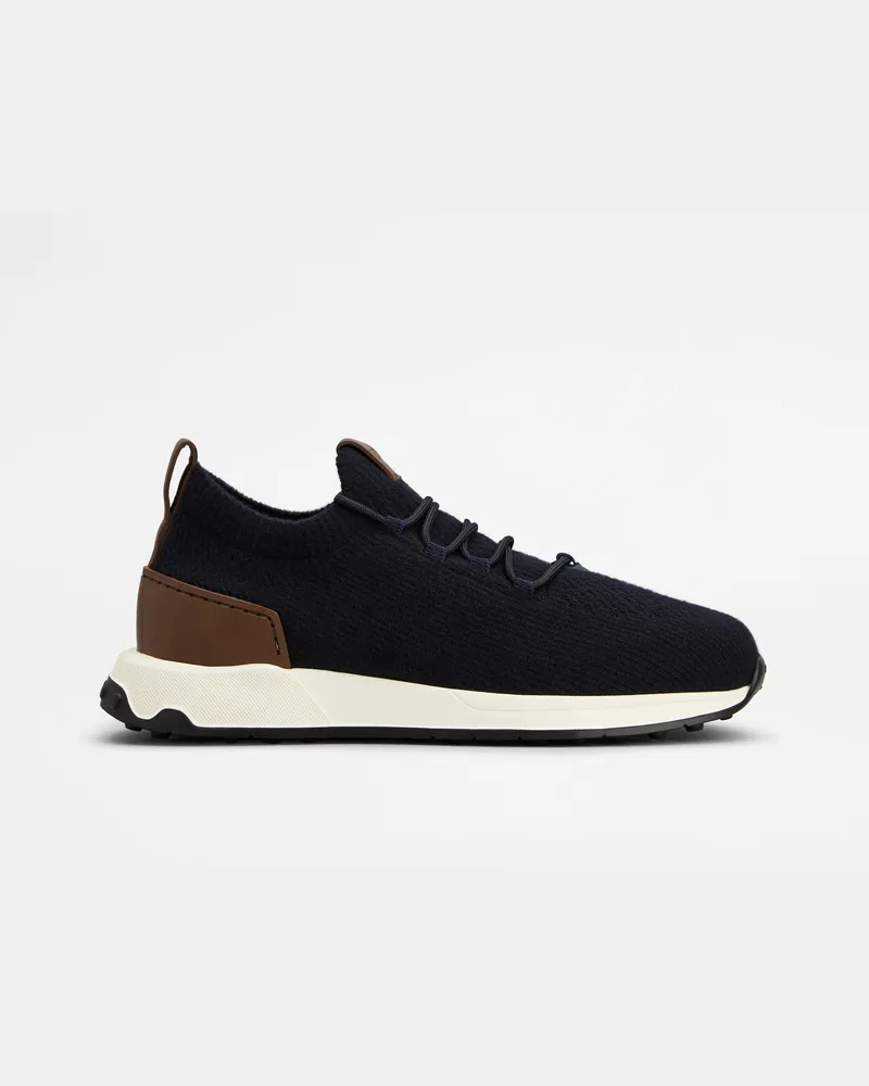 TOD'S Sock-Sneakers aus technischem Gewebe und Leder, BRAUN,BLAU Shoes Braun