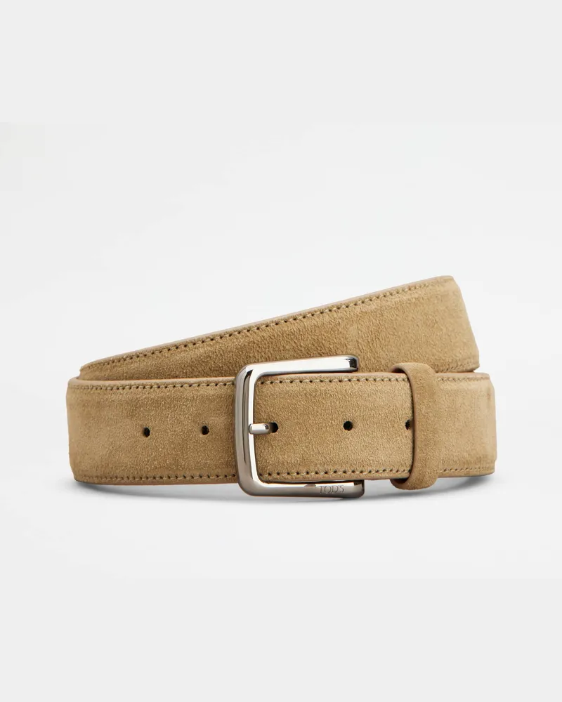 TOD'S Gürtel aus Veloursleder, BEIGE, 95 - Belts Beige