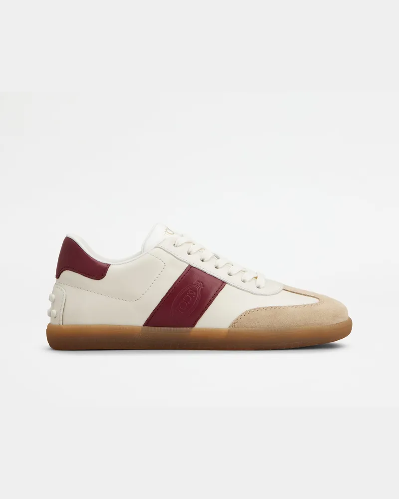 TOD'S Tabs Sneakers aus Leder, BORDEAUX,BEIGE,CREME Shoes Bordeaux
