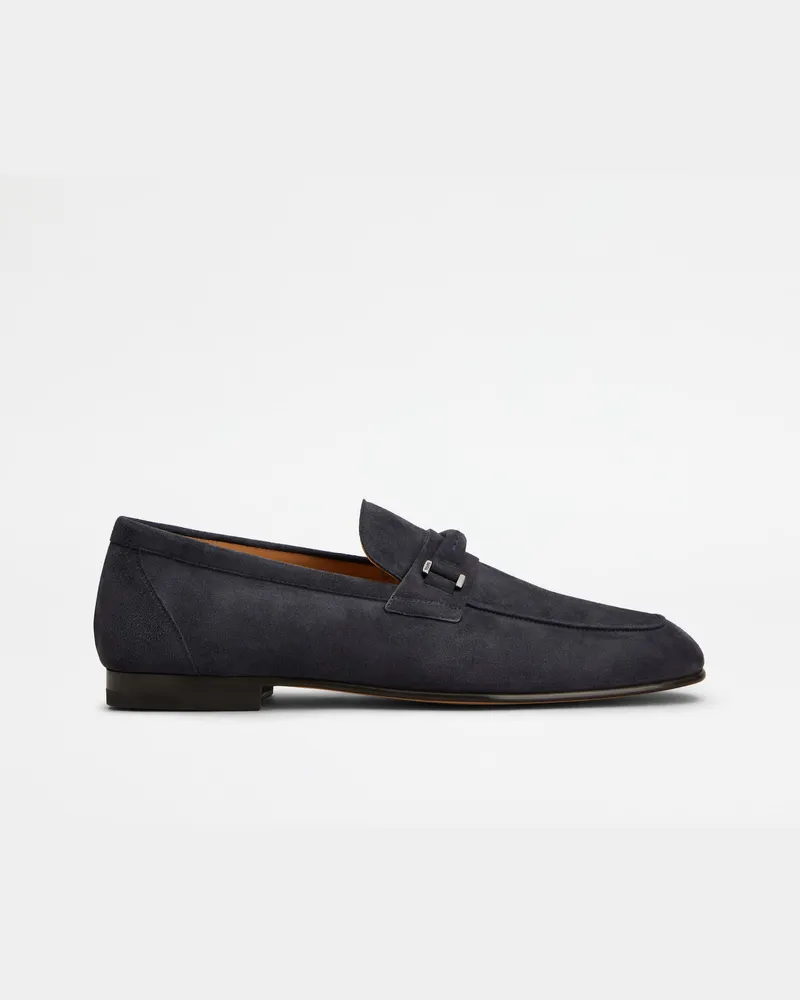 TOD'S Loafers aus Pashmy-Veloursleder, BLAU Shoes Blau