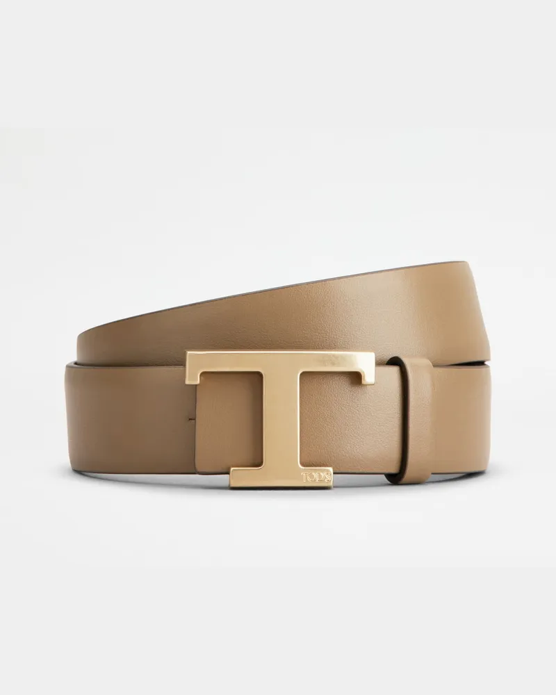 TOD'S Wendbarer Gürtel T Timeless aus Leder, BRAUN,BEIGE, 95 - Belts Braun