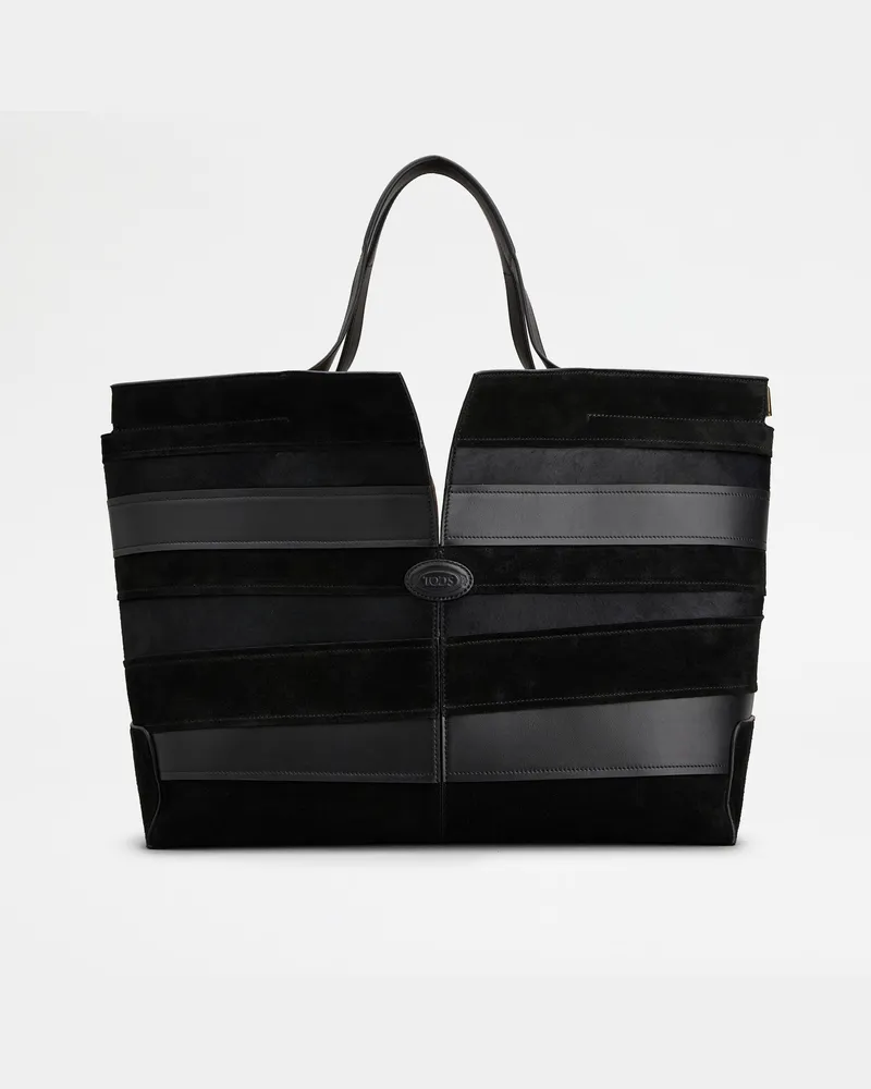 TOD'S Di Bag Folio aus Glattleder und Veloursleder Medium, SCHWARZ,  - Bags Schwarz