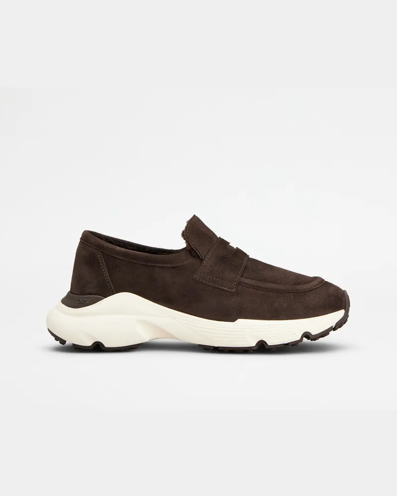 TOD'S Sportliche Loafers aus Veloursleder - Futter aus Lammfell, BRAUN Shoes Braun