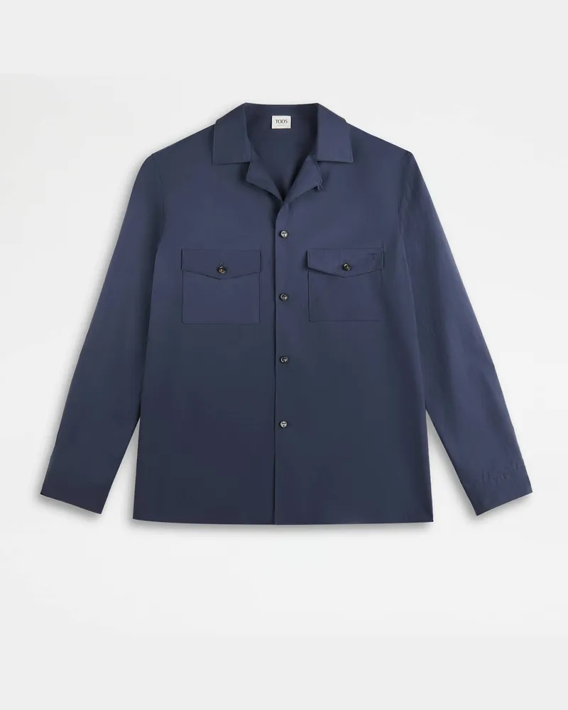 TOD'S Hemd aus harzbeschichteter Popeline, BLAU Shirts Blau