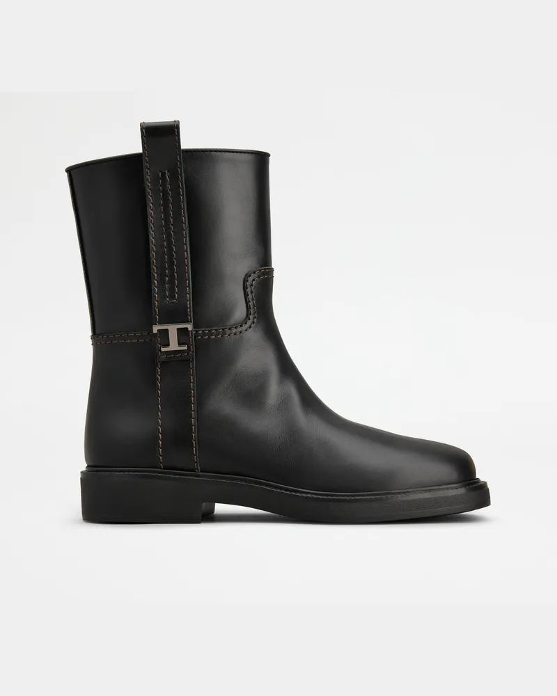 TOD'S Stiefeletten aus Leder, SCHWARZ Shoes Schwarz