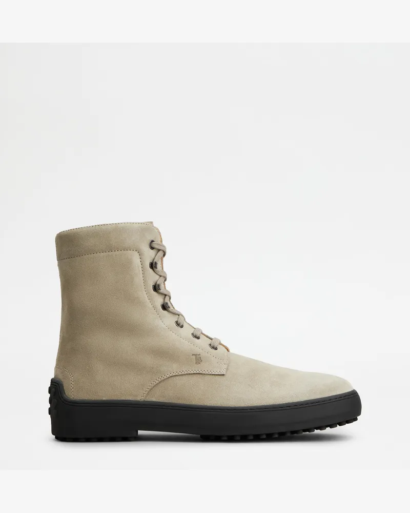 TOD'S Stiefeletten Winter Gommino aus Veloursleder, BEIGE Shoes Beige