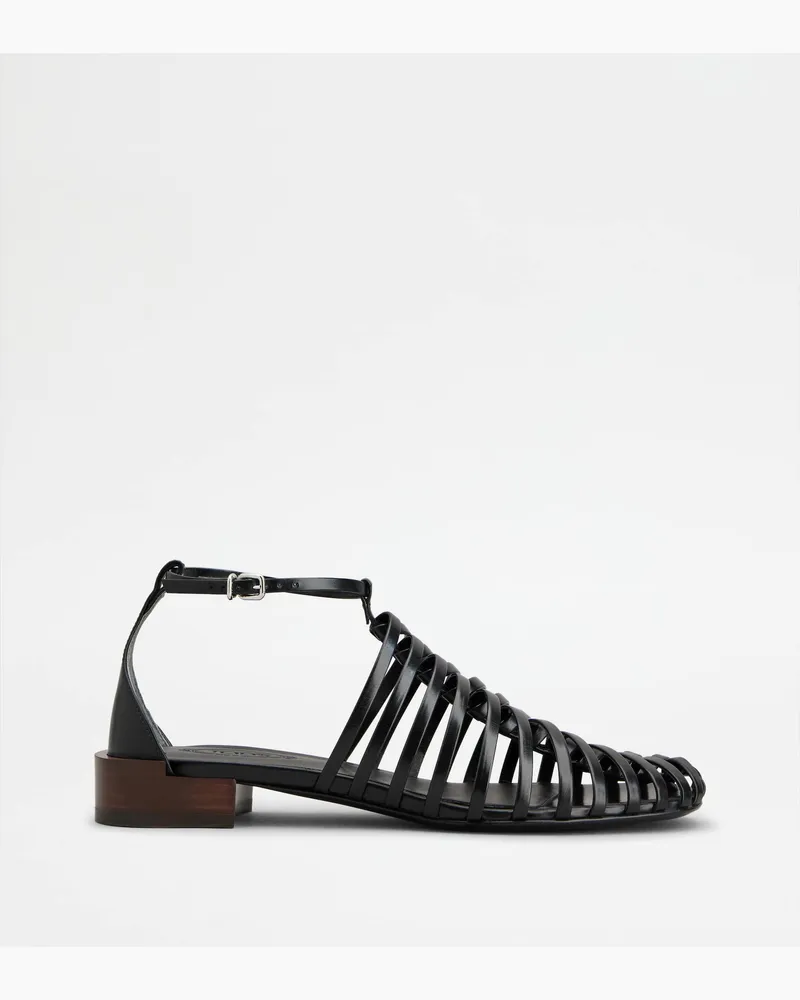 TOD'S Sandalen aus Leder, SCHWARZ Shoes Schwarz