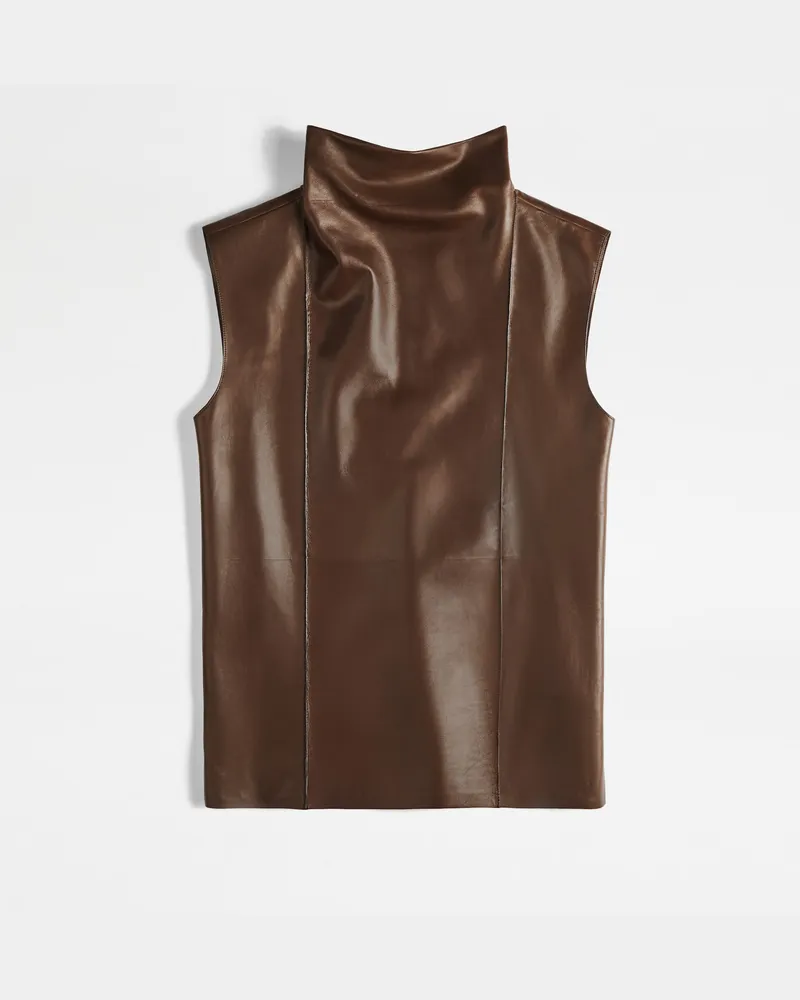 TOD'S Top aus Nappaleder, BRAUN Shirts Braun