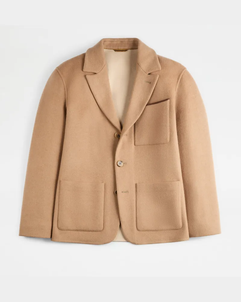 TOD'S Blazer aus Double-Kamelwollstoff, BEIGE Coat / Trench Beige