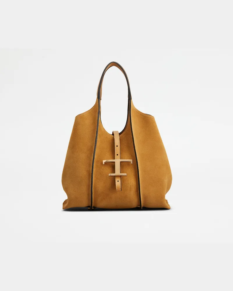 TOD'S Shopper T Timeless aus Veloursleder Mini, BRAUN,  - Bags Braun