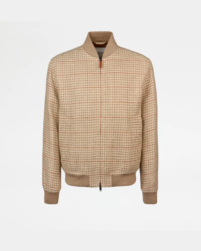 TOD'S Bomberjacke aus einer Leinen-Seiden-Mischung, BEIGE Coat / Trench Beige