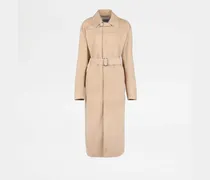 Mantel aus Pashmy-Veloursleder, BEIGE Coat / Trench