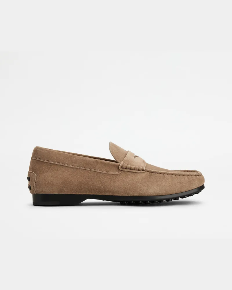 TOD'S Loafers aus Veloursleder, BEIGE Shoes Beige