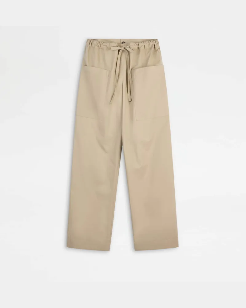 TOD'S Hose aus Popeline mit Tunnelzug, BEIGE Trousers Beige