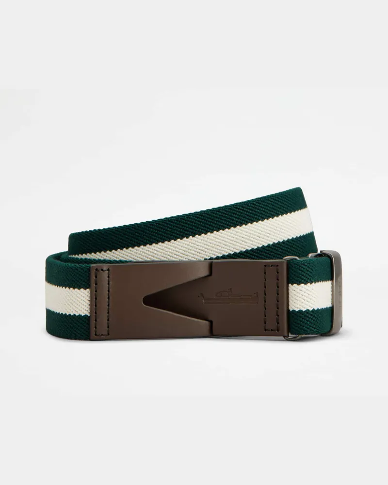 TOD'S Gürtel aus Canvas und Leder, BRAUN,WEISS,GRÜN, 90 - Belts Braun