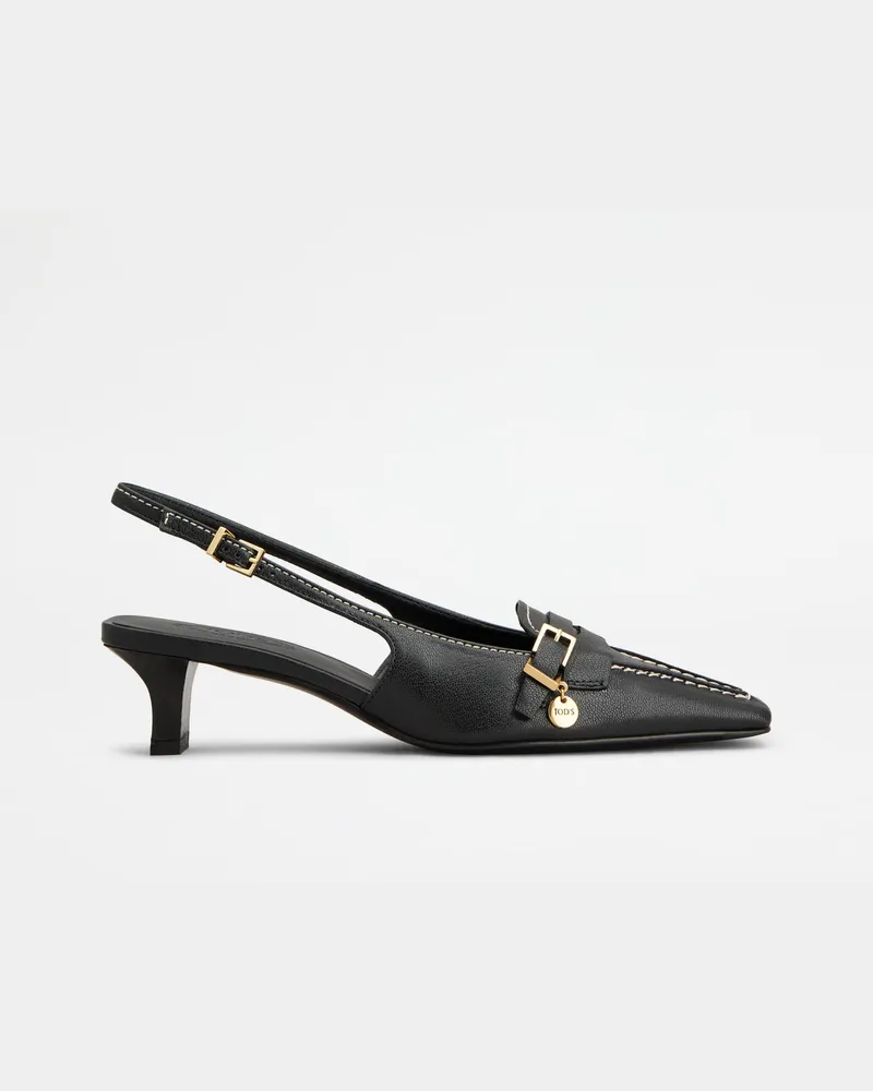TOD'S Slingback-Pumps aus Leder, SCHWARZ Shoes Schwarz