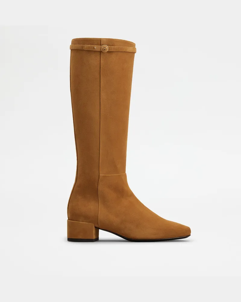 TOD'S Stiefel aus Veloursleder, NATUR Shoes Natur