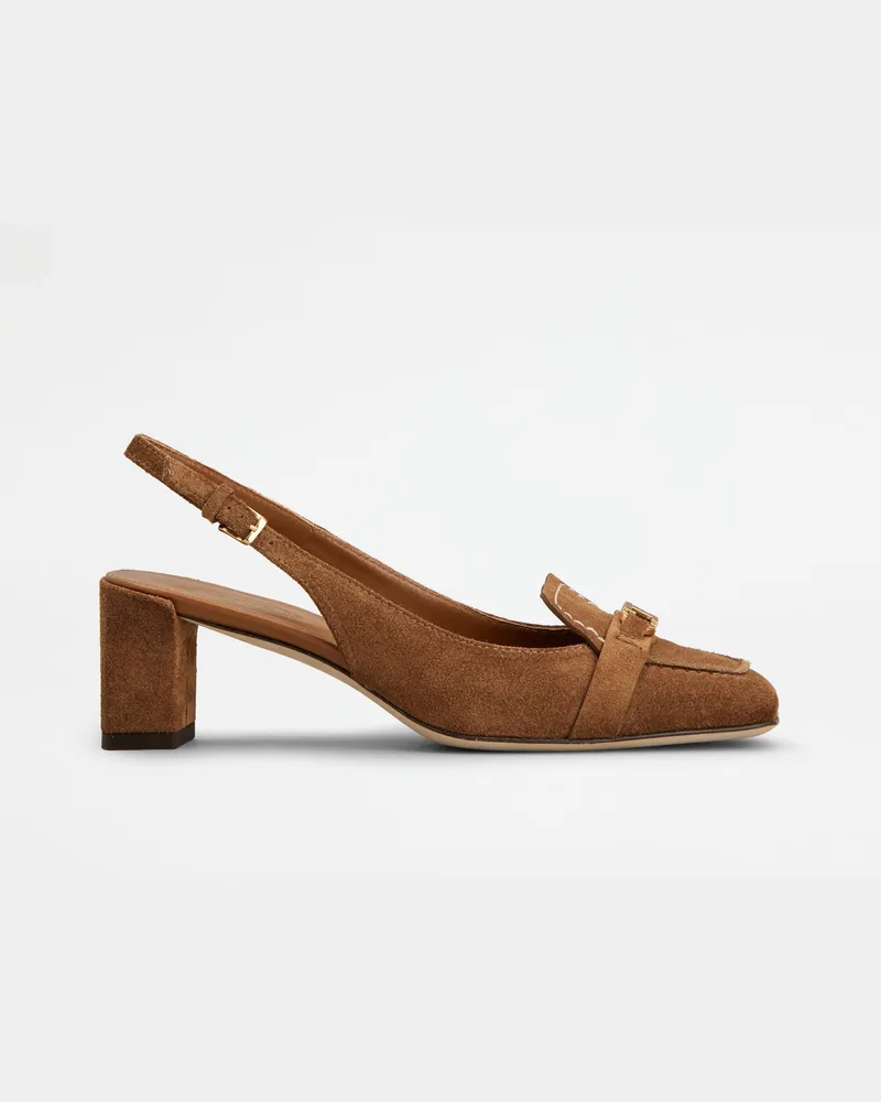 TOD'S Slingback-Pumps aus Veloursleder, BRAUN Shoes Braun