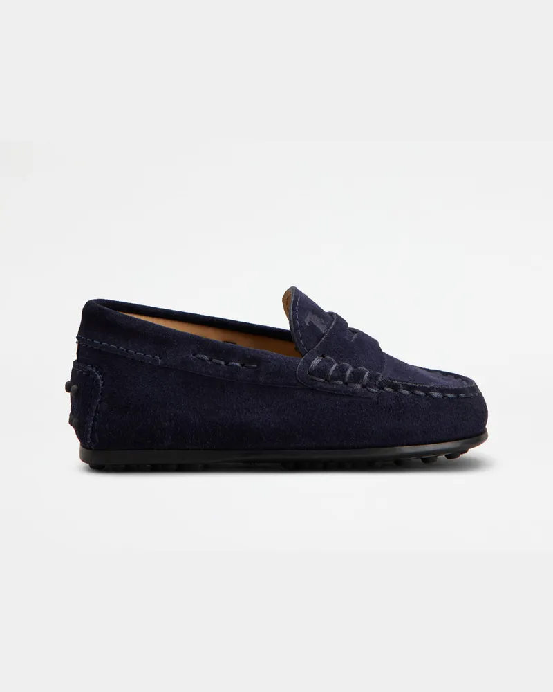 TOD'S Mokassins City Gommino Junior aus Veloursleder, BLAU Junior Shoes Blau