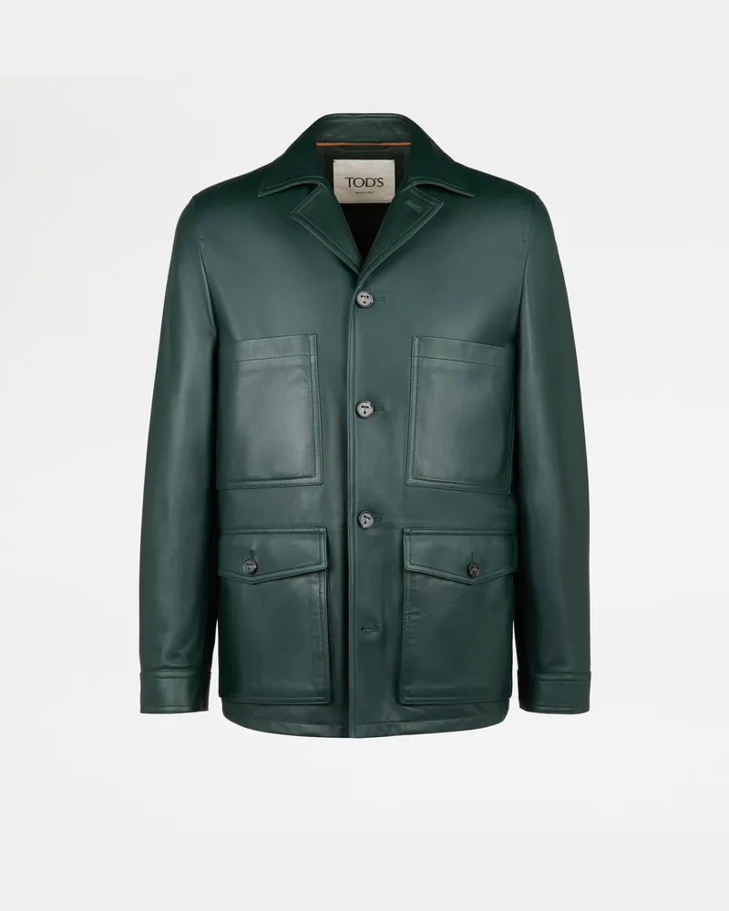 TOD'S Safarijacke aus Leder, GRÜN Coat / Trench Grün