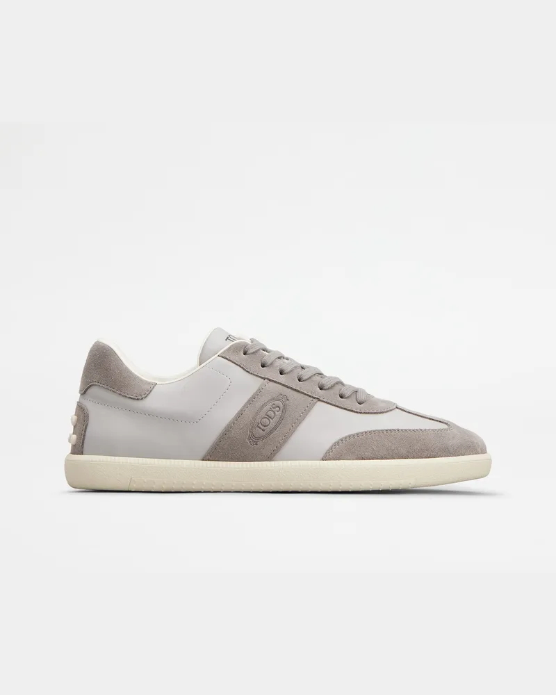 TOD'S Tabs Sneakers aus Glattleder und Veloursleder, GRAU Shoes Grau