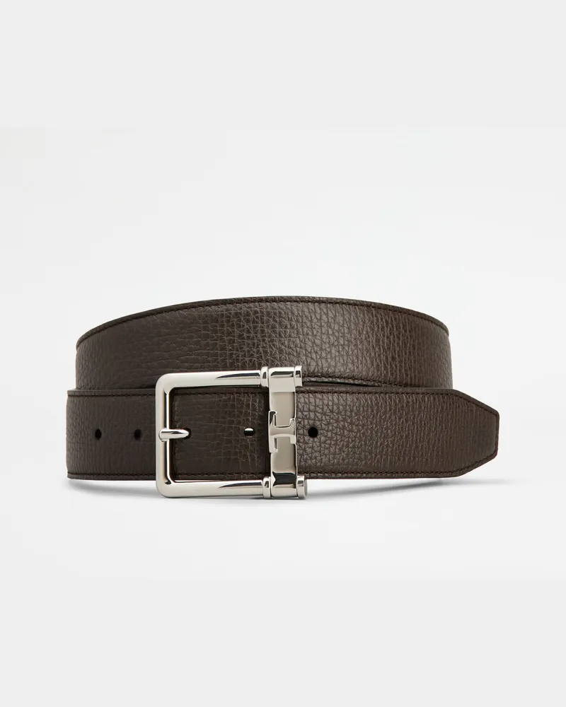 TOD'S Verstellbarer und wendbarer Gürtel aus Leder, BRAUN, 95 - Belts Braun