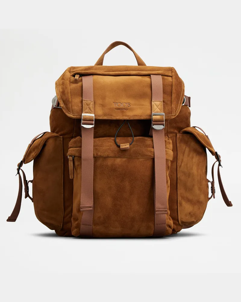 TOD'S Rucksack aus Veloursleder Medium Braun