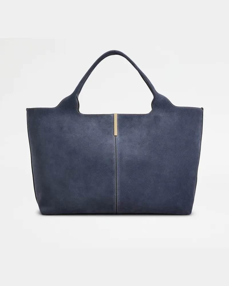 TOD'S Shopper aus Veloursleder Medium, BLAU,  - Bags Blau