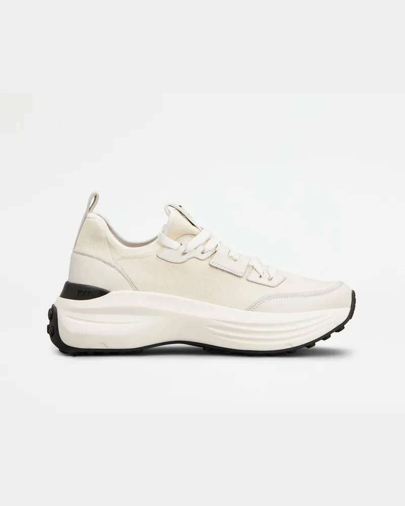 TOD'S Sneakers aus Stoff und Leder, CREME Shoes Creme