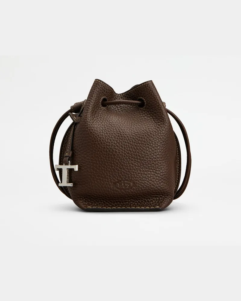 TOD'S Beuteltasche aus Leder Micro, BRAUN,  - Bags Braun
