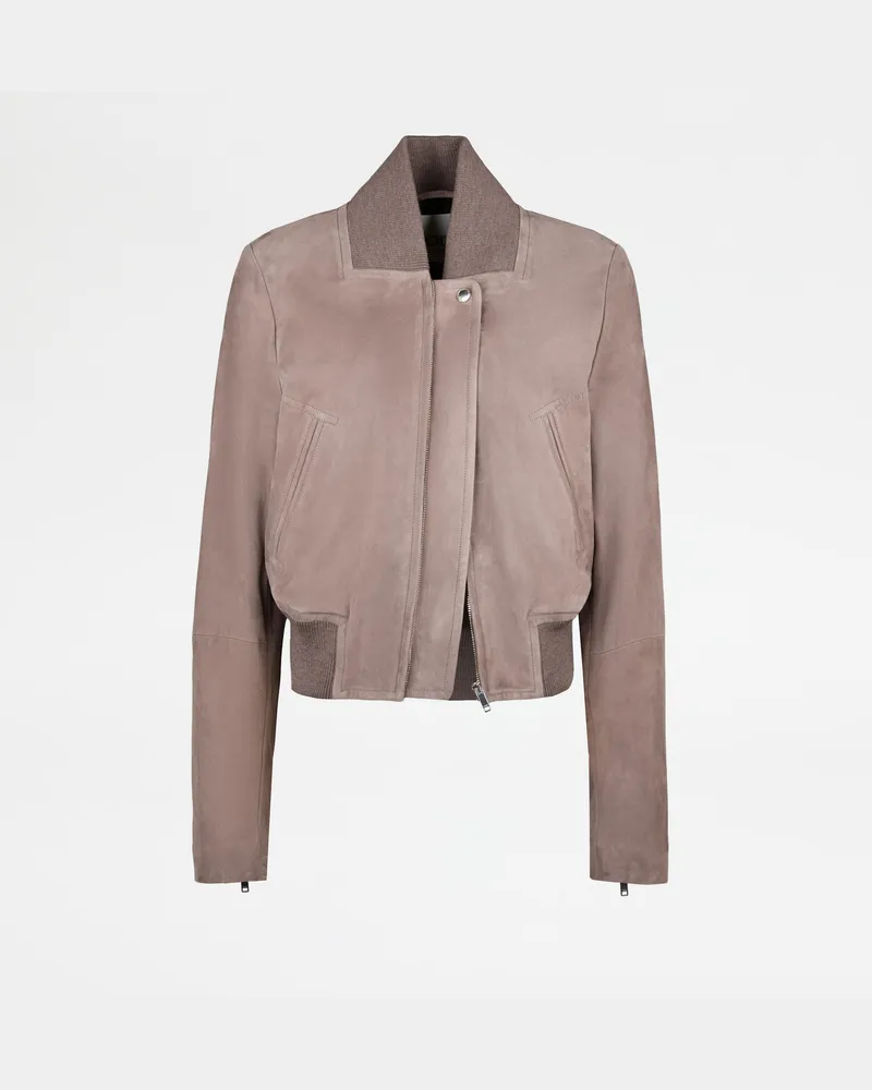 TOD'S Bomberjacke aus Pashmy-Veloursleder, BRAUN Coat / Trench Braun