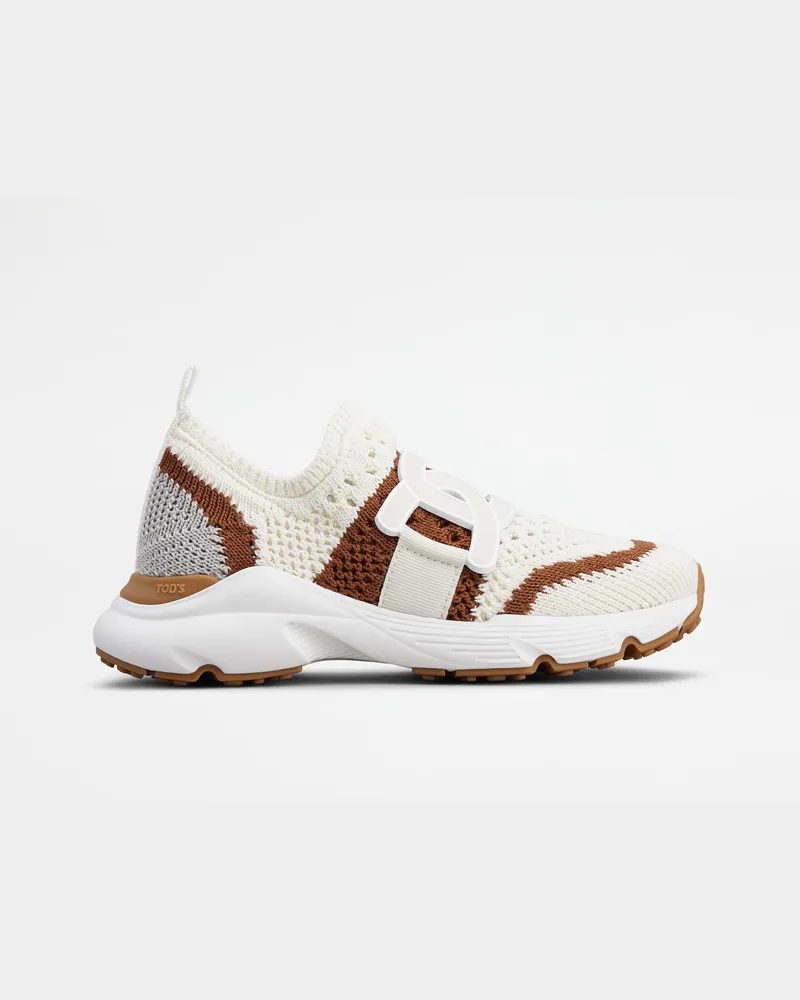 TOD'S Slip-on-Sneakers Kate aus Stoff, GRAU,BRAUN,CREME Shoes Grau