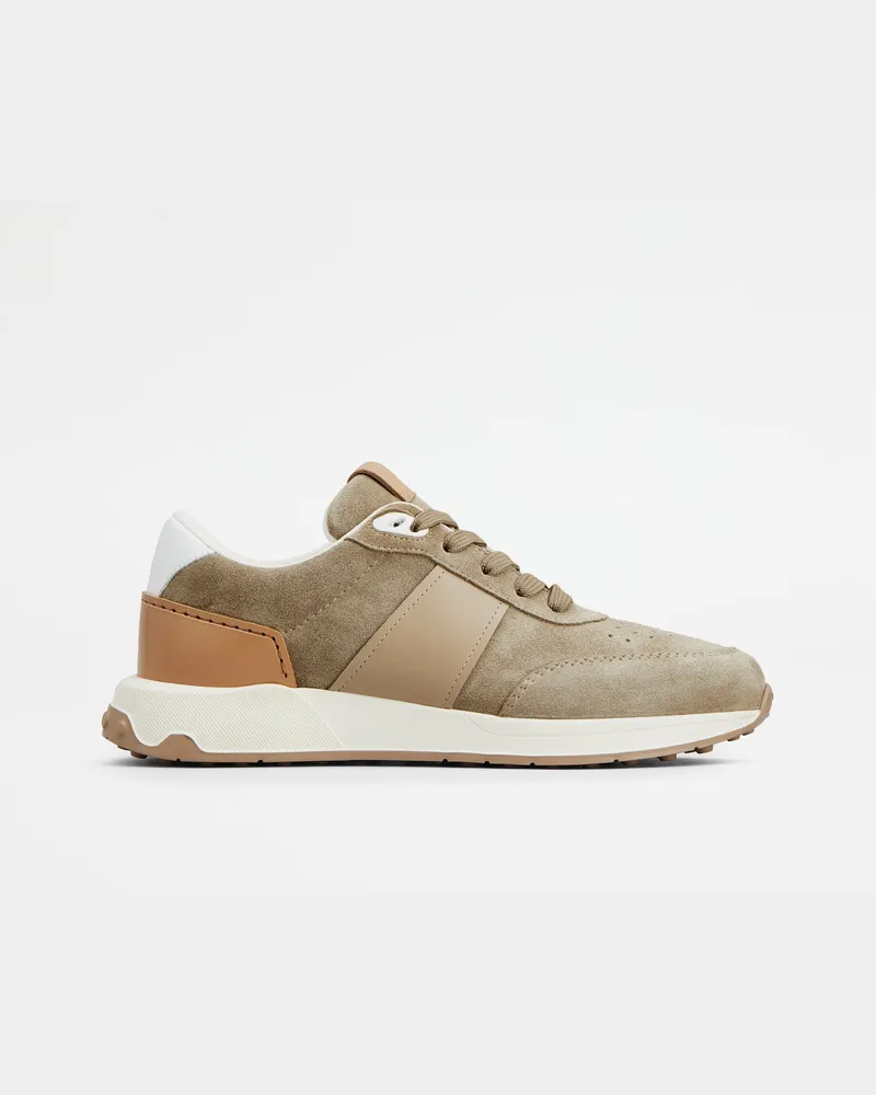 TOD'S Sneakers aus Veloursleder, WEISS,BEIGE Shoes Weiss