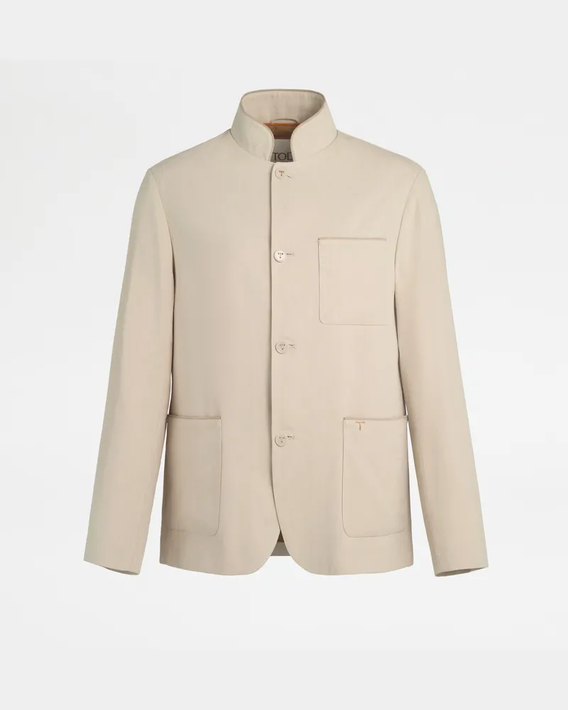 TOD'S Jacke Castello aus Leinen und Seide, BEIGE Coat / Trench Beige