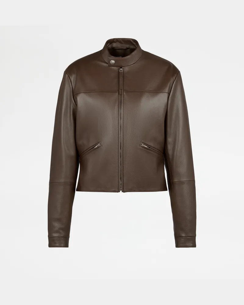 TOD'S Bikerjacke aus Leder, BRAUN Coat / Trench Braun