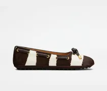 Ballerinas aus Leder in Ponyfell-Optik, WEISS,BRAUN Shoes