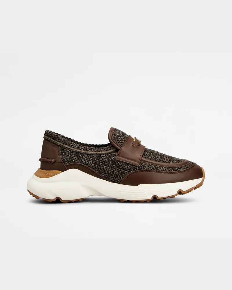 TOD'S Sportliche Loafers aus Stoff und Leder, BRAUN Shoes Braun