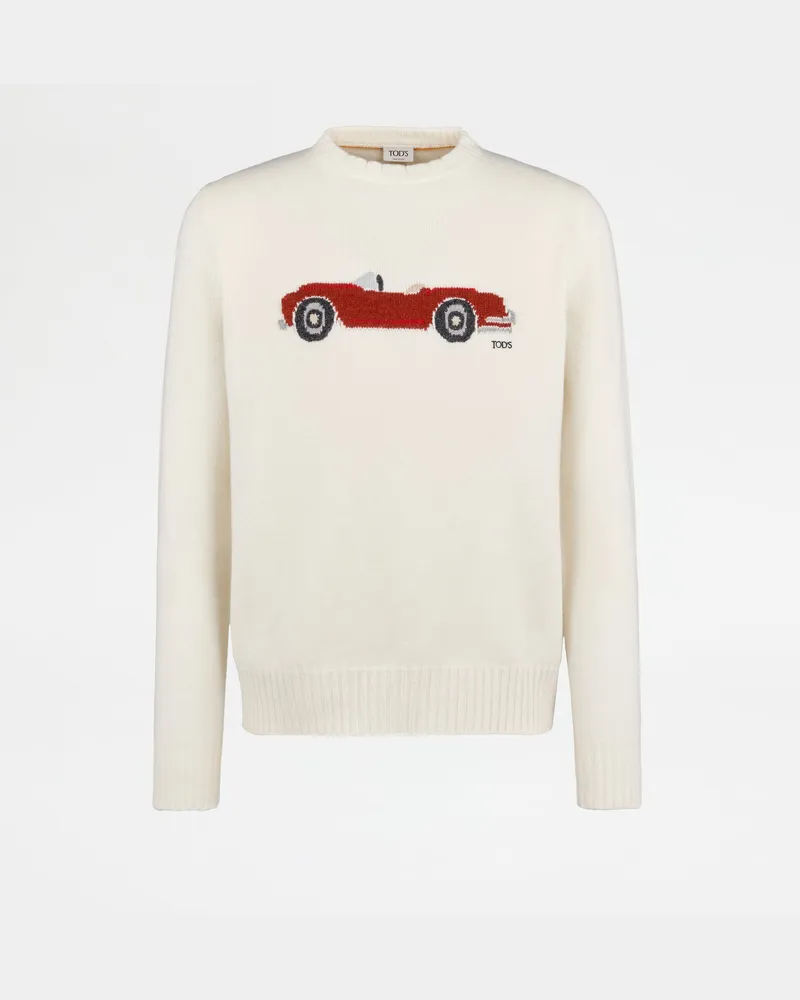 TOD'S Rundhalspullover aus Wolle und Kaschmir, WEISS, XX - Knitwear Weiss