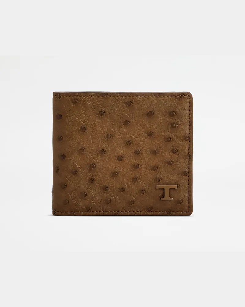 TOD'S Portemonnaie aus Straußenleder, BRAUN,  - Wallets Braun