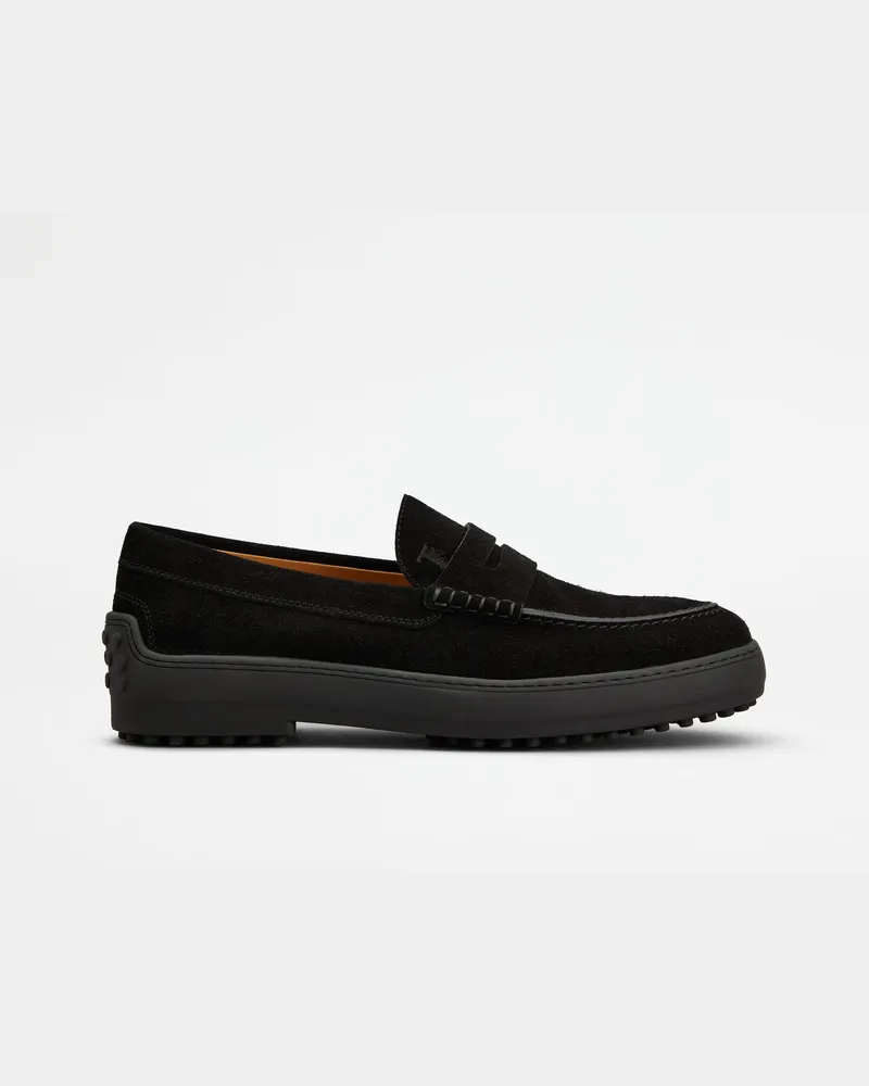 TOD'S Loafers Winter Gommino aus Veloursleder, SCHWARZ Shoes Schwarz