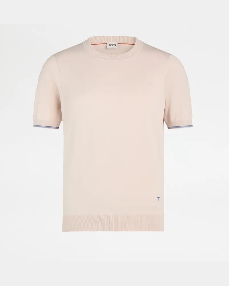 TOD'S T-Shirt aus Baumwollstrick, BEIGE Knitwear Beige