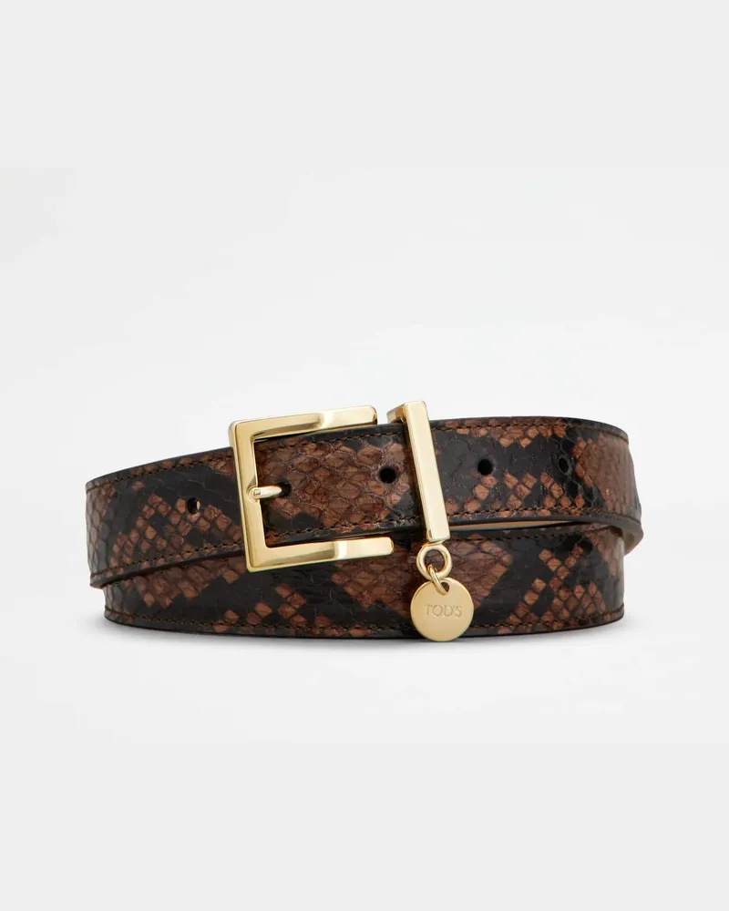 TOD'S Gürtel aus Reptilienleder, SCHWARZ,BRAUN, 95 - Belts Schwarz