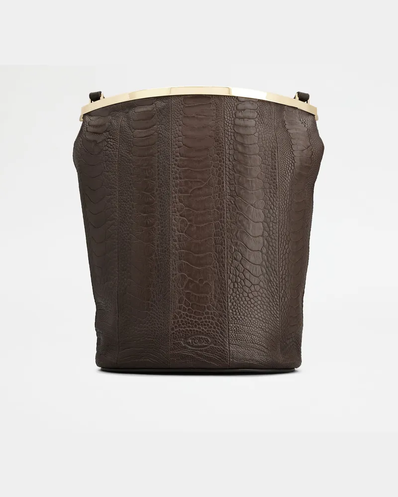 TOD'S Magenta Bag Beuteltasche aus Straußenleder Small, BRAUN,  - Bags Braun